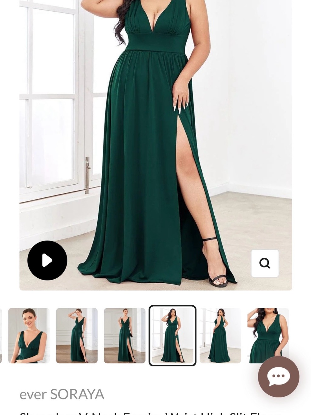 Ever Pretty Emerald Green V-Neck Maxi Dress with Side Slit